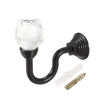 

uxcell 2Pcs Curtain Drapery Holdback 2.5" Length Holder Clear Crystal Rose Hook Black to Kitchen Living Room Bedrooms etc