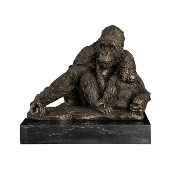 

[MGT] Wholesale cast bronze animal statue funny gorilla mother and child sculpture for home