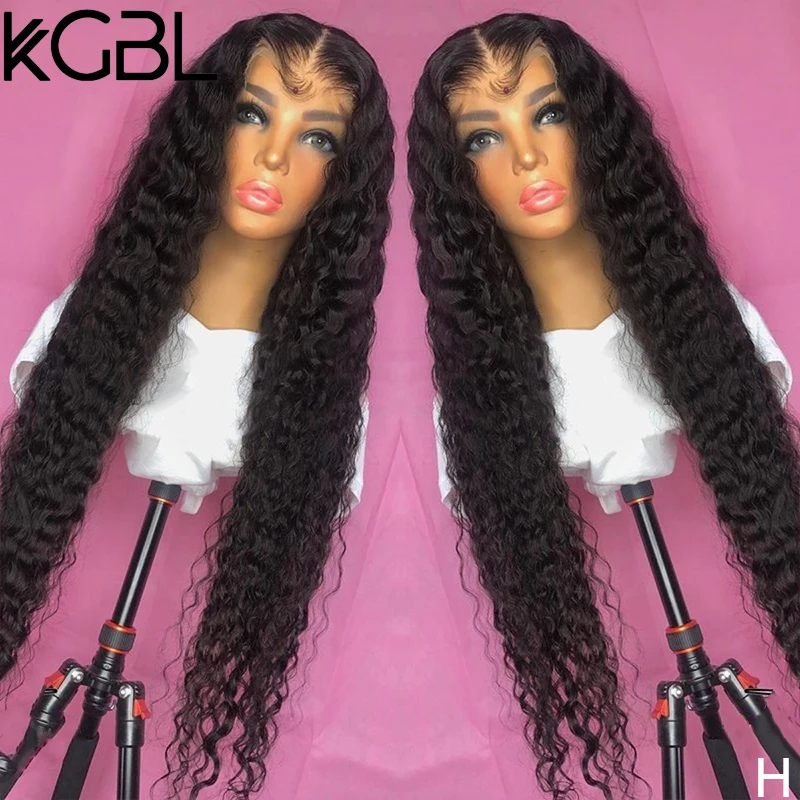 KGBL Natural Color Curly 13x4 Lace Front Human Hair Wigs Pre-Plucked 8-24'' Non-Remy 180% Density For Women Brazilian Medium | Шиньоны