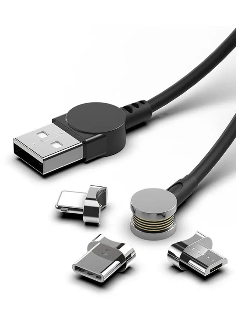 Магнитный кабель передачи данных 3 в 1 Магнитный зарядный кабель Micro USB и type C 180 градусов под прямым углом цинковый сплав+ TPE материал