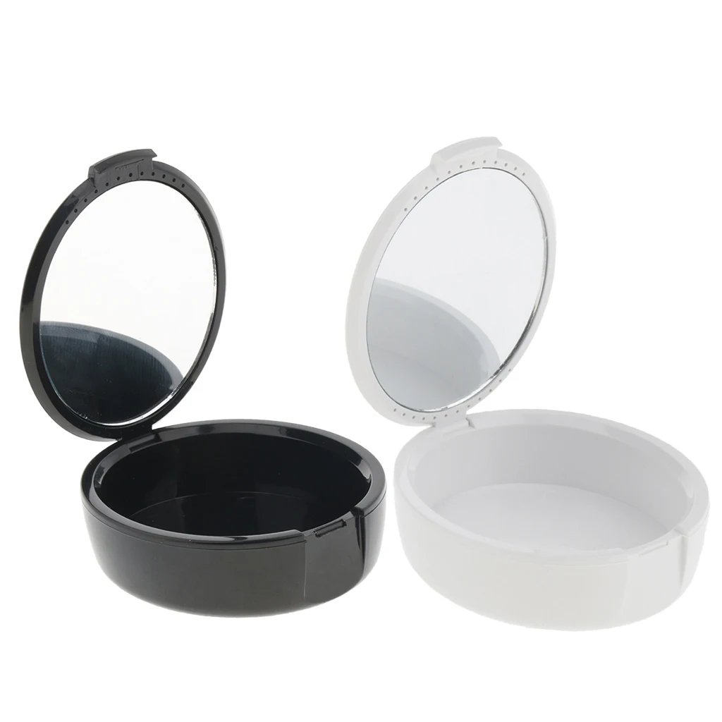 2 Denture Storage Box With Mirror  Mouth Guard Container Retainer