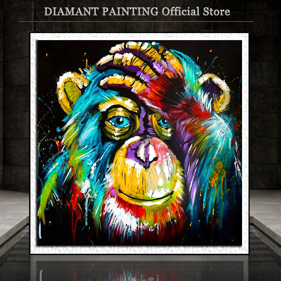 5D Diy Diamante Ricamo Punto Croce Scimmia Diamante Pittura Piazza Piena/Rotonda Aneto Orangutan Animale Mosaico Decorazione Della Casa