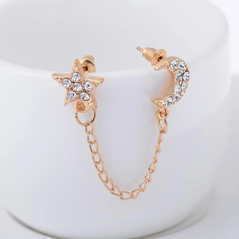 Винтажные ювелирные изделия для пирсинга с двумя боковыми золотыми цепочками и