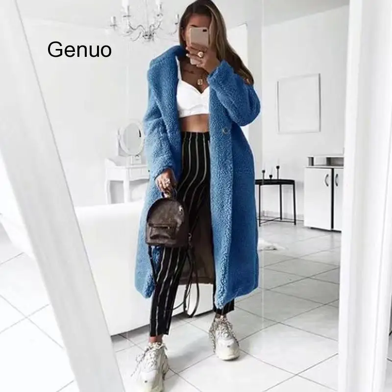 Autumn Winter Faux Fur Teddy Coat Women 2020 Casual  Long Jacket Female Thick Warm Black Outwear Manteau Fourrure Femme