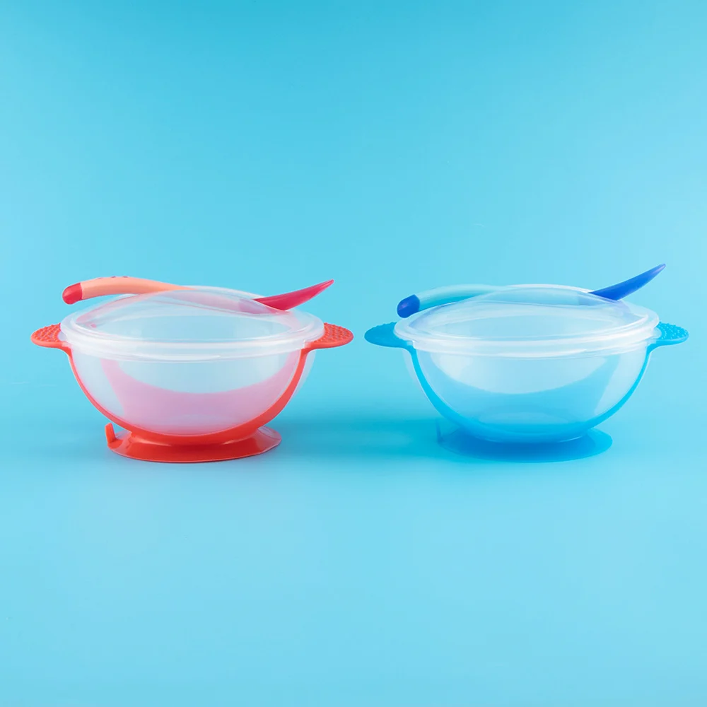 Baby Kid Toddler Suction Bowl Non-slip Temperature Colour Changing Spoon Feeding