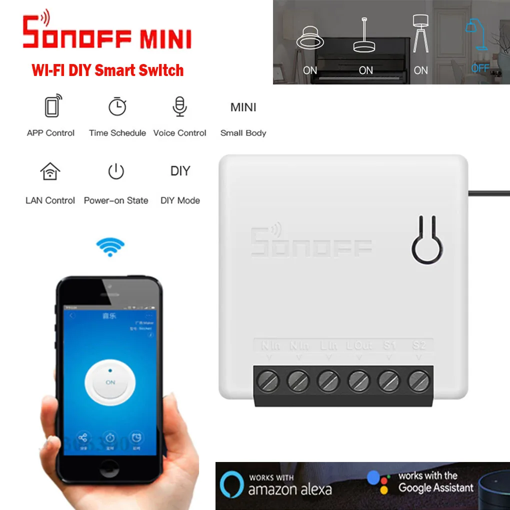 Sonoff светильник для бытовой техники Wi Fi переключатель Мини DIY умный маленький
