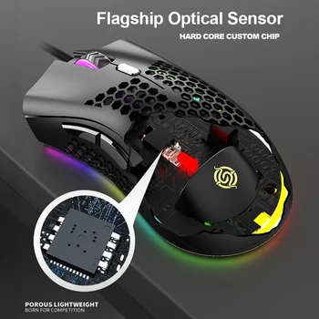 

7 Buttons Gaming Mice Q8 LED Desktop Computer RGB 7200dpi Hollowed Wired Mouse for Household Computer Accessories