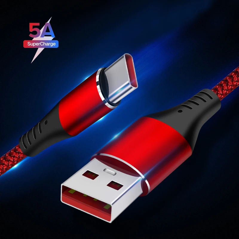 5A SuperCharge Charging Cable Type-C Fast Charge Data Cable For HUAWEI P30 Pro Mate 20 SAMSUNG S10+ OnePlus 7 Pro 6T USB-C Cable