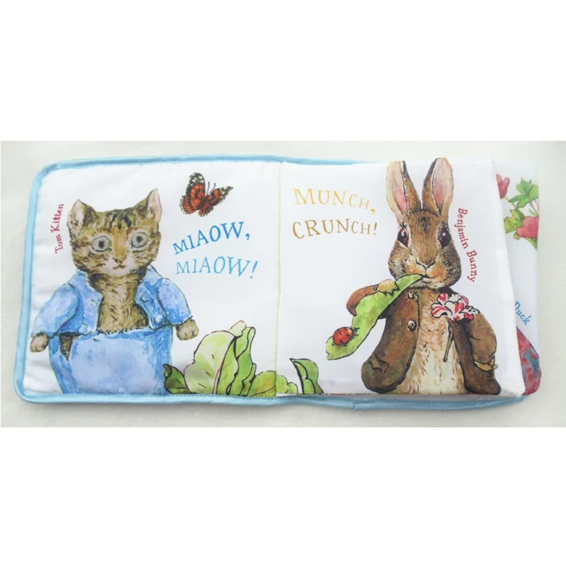 English Embroidery Rabbit Cloth Baby Early Education Kids Book Ring Paper Book Peter Rabbit Soft Thicken Scene Story Book  Gift