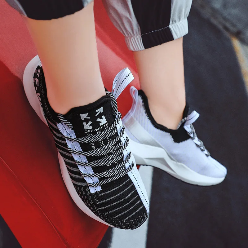 Couples Casual White Shoes Fly Woven Breathable Extra High Old Man Shoes Students Lightweight Sports Running Shoes Online Celebr