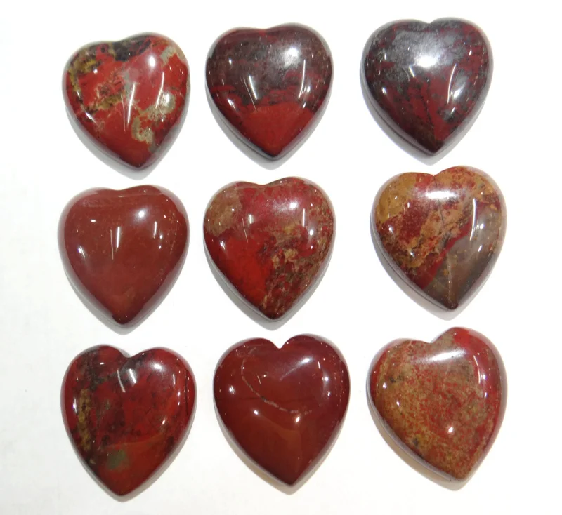 

30pcs Heart-shaped No Hole Beads Natural Stone Red Jaspers Cabochons 25*23mm Beads for DIY Making Jewelry Necklace Accessories