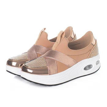 

Women Platform Shoes New Fashion Autumn Slip On Casual Comfortable Gold Shoes Woman Ladies Sneakers Flats