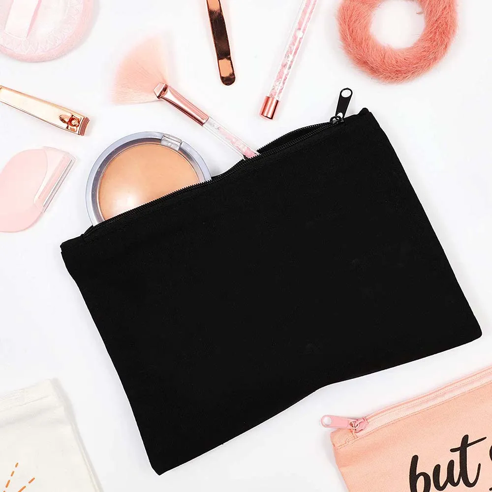 Casual Women's Cosmetic Bag Zipper Makeup Bag Female Handbags Black Pencil Cases Female Cosmetic Cases