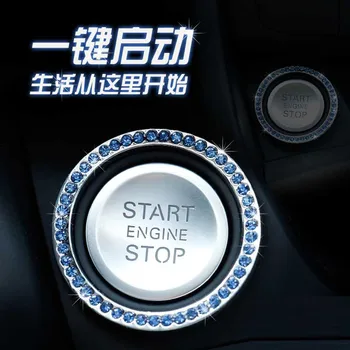 

40mm/1.57" Auto Car Bling Decorative Accessories Automobiles Start Switch Button Decorative Diamond Rhinestone Ring Circle Trim