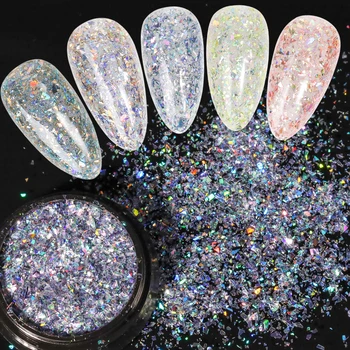 

1 bottle Nail Art Gel Holo Laser Broken Paillette Nail Glitter Summer Charms Designs DIY Irregular Sequins Nail Dust Powder