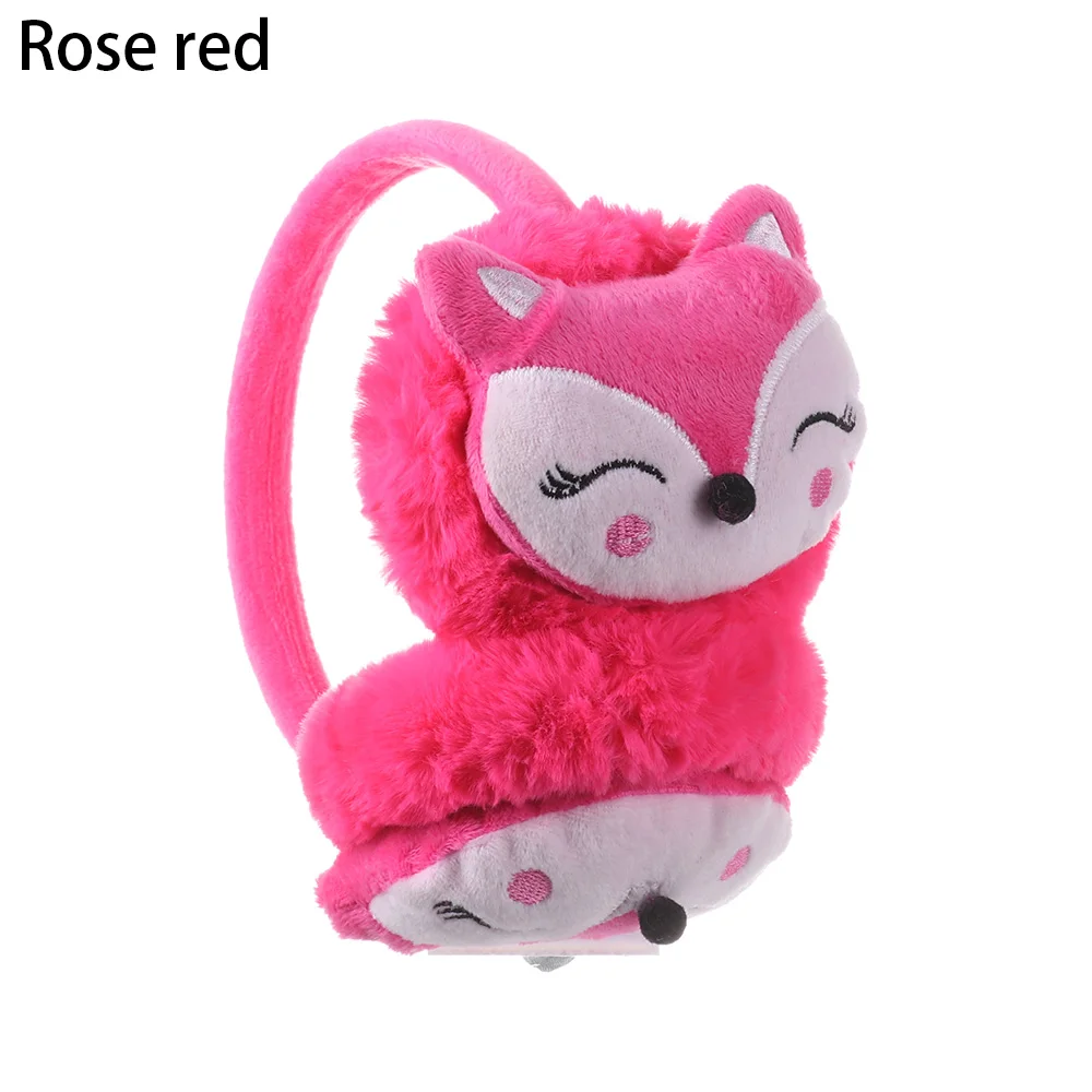 rose red Новинка; милые зимние женские теплые наушники с вышитым кроликом и морковкой; утепленные плюшевые мягкие Меховые наушники для девочек и мальчиков; - Цвет: rose red
