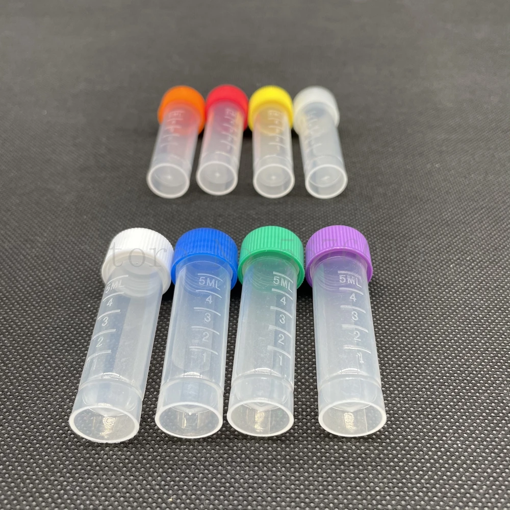 5ml Plastic Freezing Tube with thread cap ,Cryovial Preservative Tube Sample bottles with scale,Cold Storage gasket