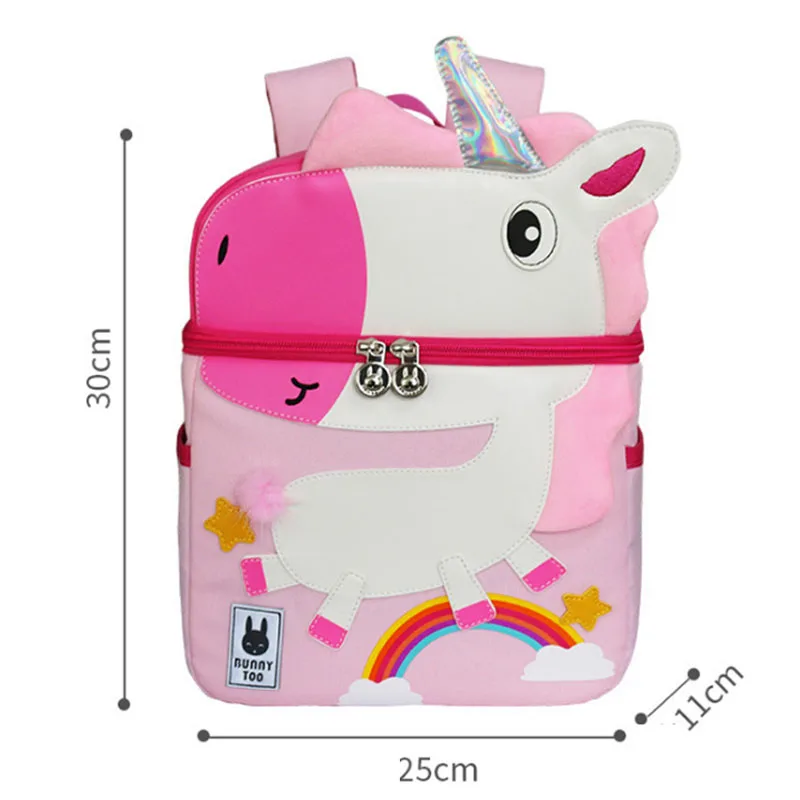 Small- Unicorn Новые детские рюкзаки, милые школьные сумки с принтом единорога, динозавра из мультфильма для девочек и мальчиков 1-3 класса, Детский рюкзак с защитой от потери - Цвет: Small- Unicorn