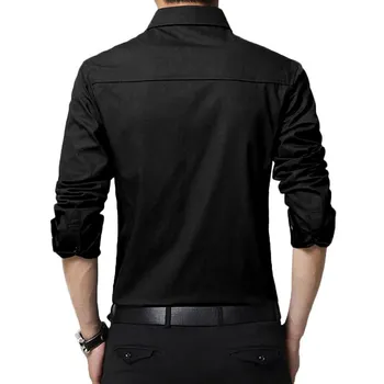 

Pocket Decoration Navy Blue, Army Green, Black Fashion Men\\'s New Shirts Uniform + Slim Business Shirt