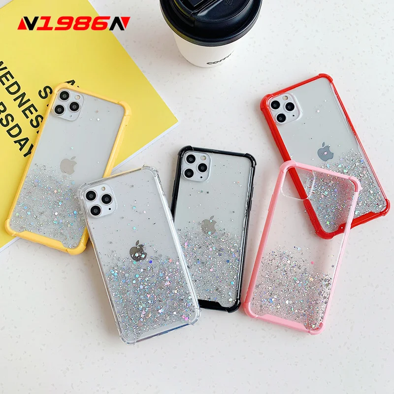 N1986N Phone Case For iPhone 11 Pro X XR XS Max 7 8 Plus SE 2020 Luxury Glitter Bling Star Shockproof Clear Candy Color Cover N1986N Phone Case For iPhone 11 Pro X XR XS Max 7 8 Plus SE 2020 Luxury Glitter Bling Star Shockproof Clear Candy Color Cover