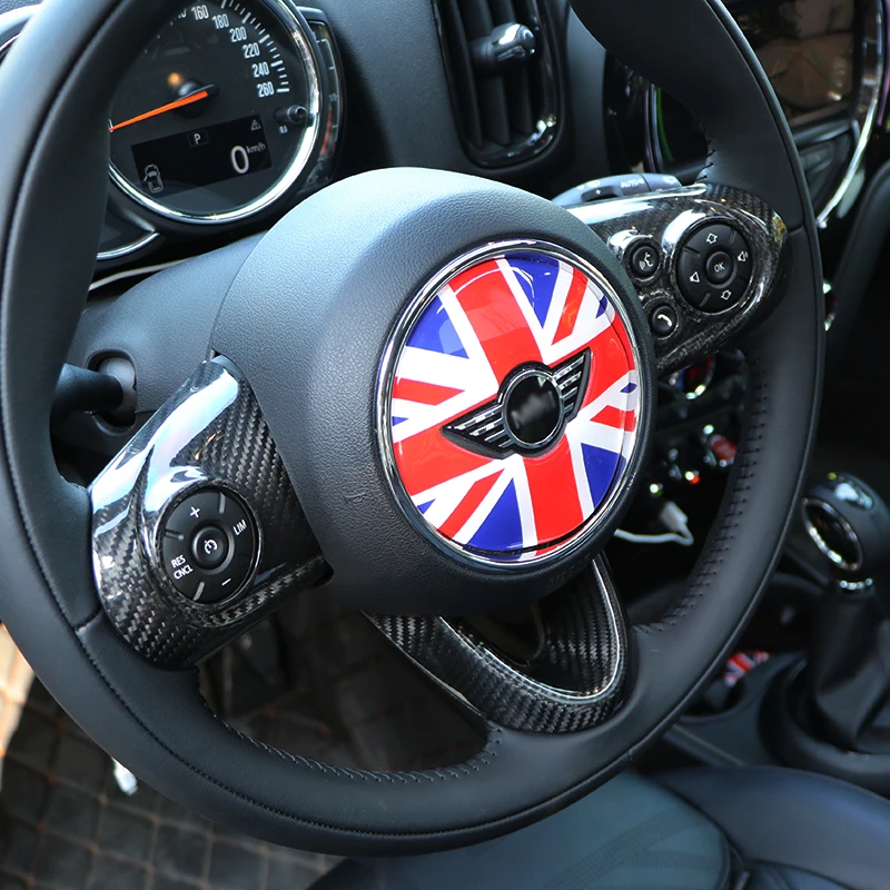 

Car Carbon Fiber Steering Wheel Panel Button Cover StickerI Interior Styling Accessories For BMW MINI Clubman F54 F55 F56 F60