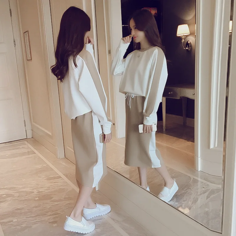 

2020 Spring Autumn Tracksuit Women Fashion Sweater Tracksuit Skirts+Tops Set 2 pcs/set Casual Pluse Size Elegant Korean Women