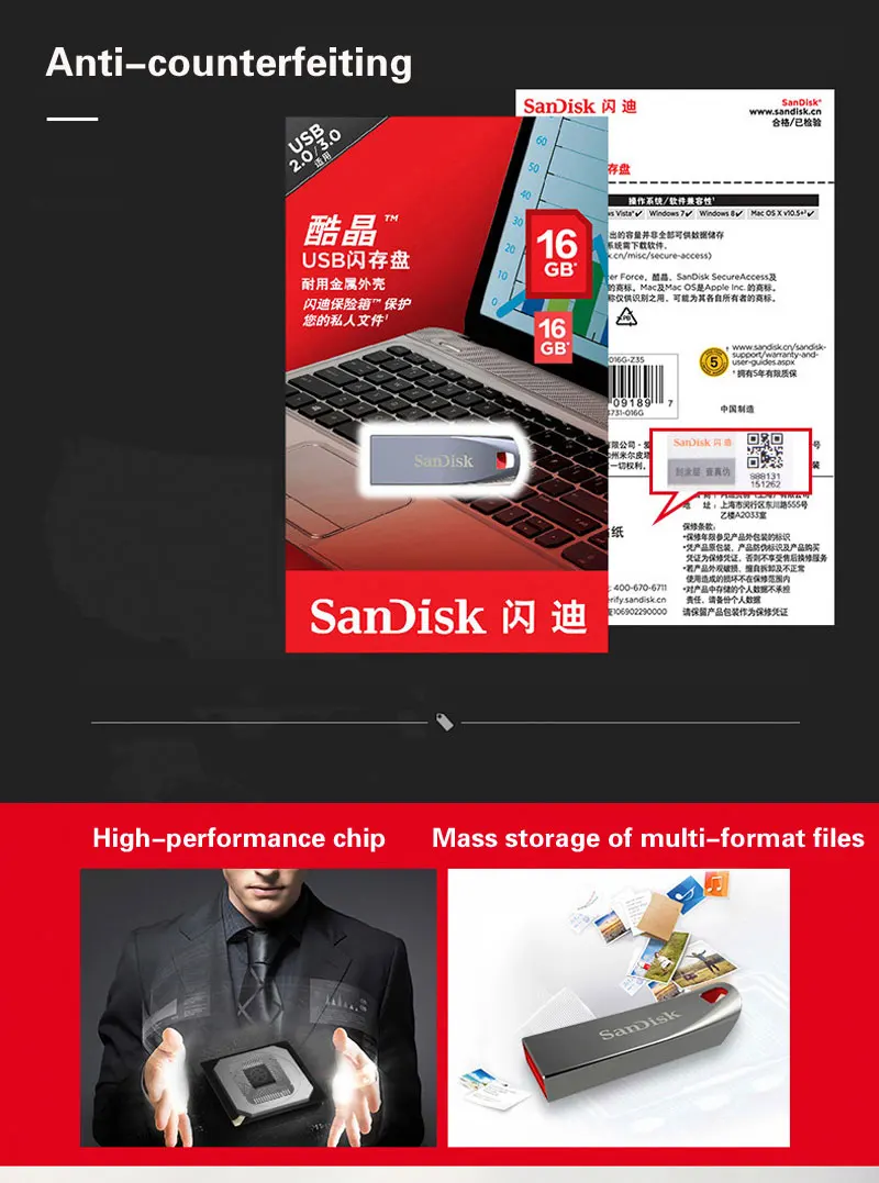 SanDisk флеш-диск USB 2,0 CZ71 мини Флешка 8 ГБ/16 ГБ/32 ГБ/64 Гб высокоскоростная карта памяти, Флеш накопитель U диск устройство для хранения для ПК