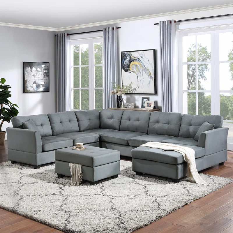 U-style Upholstery Sectional Sofa Furniture Corner Sofa Set With Storage Ottoman living Room