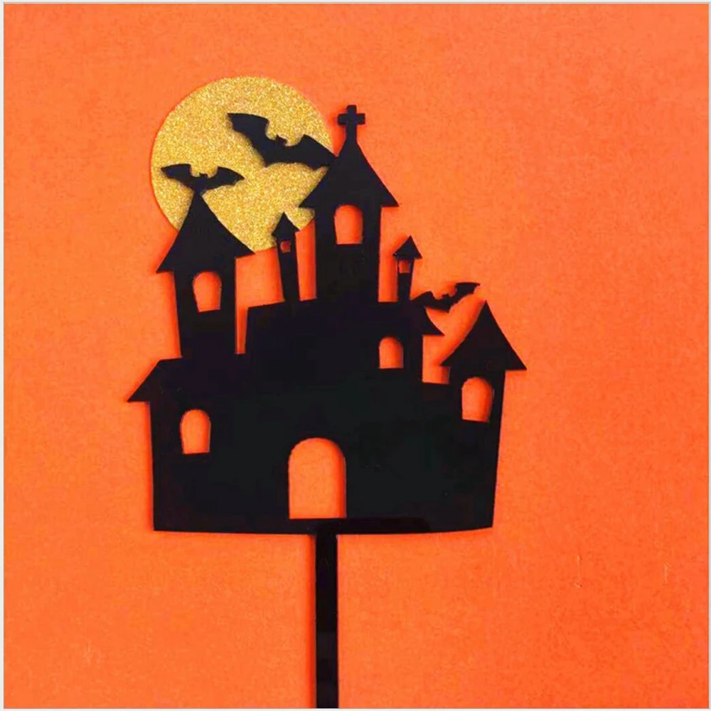 

Halloween Collection Acrylic Ghost House Cake Topper Cake Flags Kids Favors Funny Cake Decorating Tools For Party Supplies