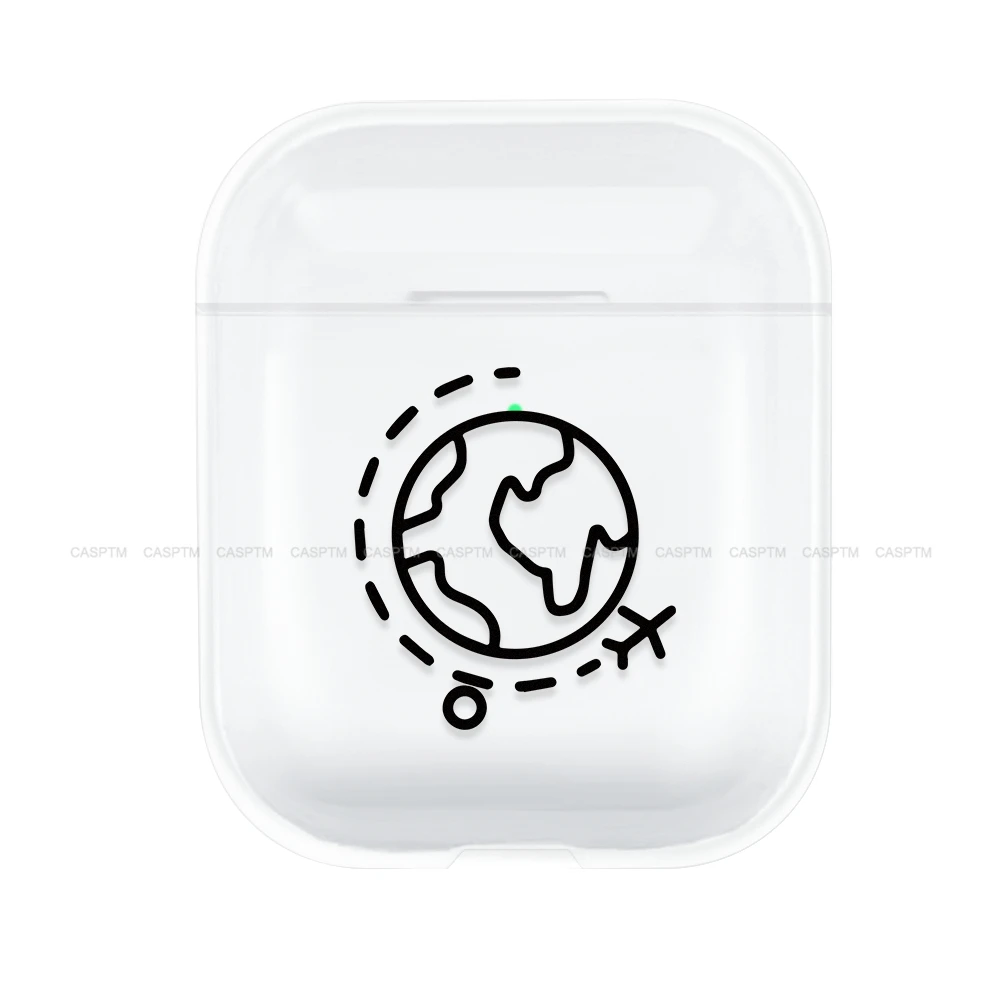 CASPTM Жесткий PC Прозрачный чехол для наушников для Apple AirPods 2 защитный чехол мультяшный чехол для самолета для Apple AirPods 1 2 Новинка - Цвет: 01