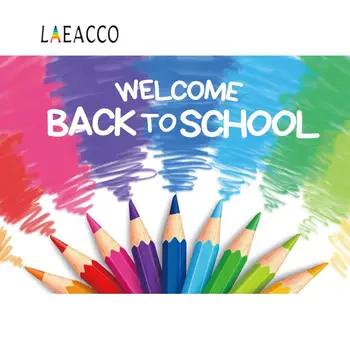 

Laeacco Photo Backdrops Welcome Back To School Colorful Pencils Watercolor Baby Photographic Backgrounds Photocall Photo Studio