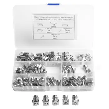 

50pcs Rack Cage Nuts+M5x20 Bolts with Washers for Server Shelf Cabinet Mount Removable Repositioning Inclined Positioning