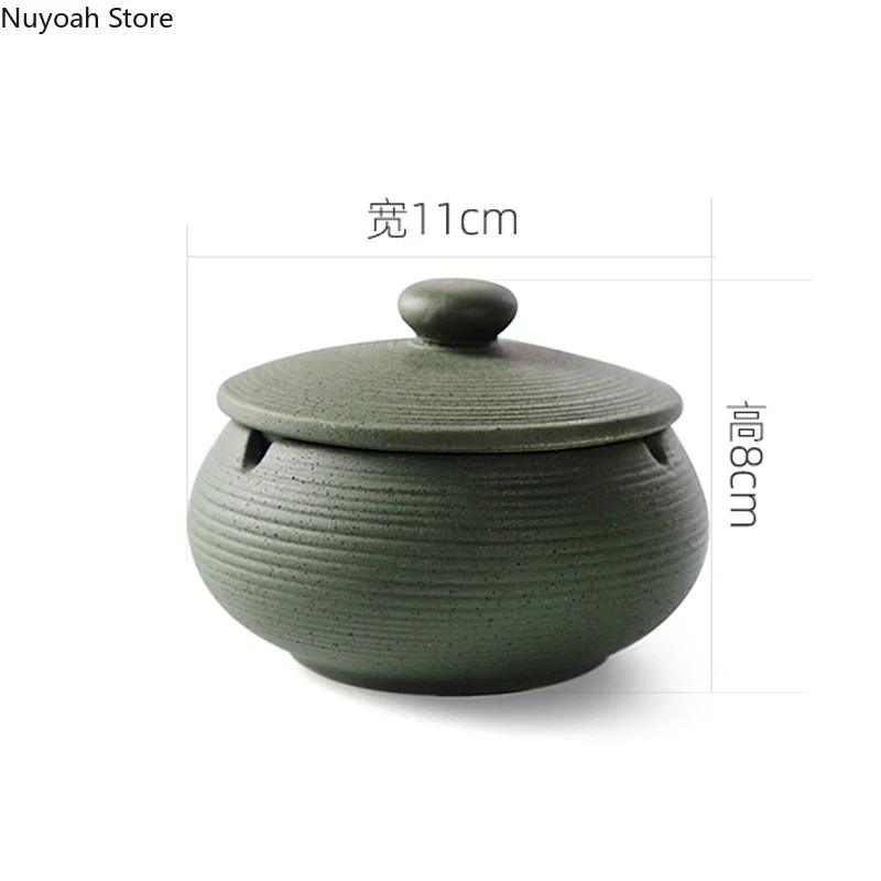 Creative Ceramic Ashtray Living Room Anti Fly Ash Storage Box with Lid Home Retro Ashtray Ornaments