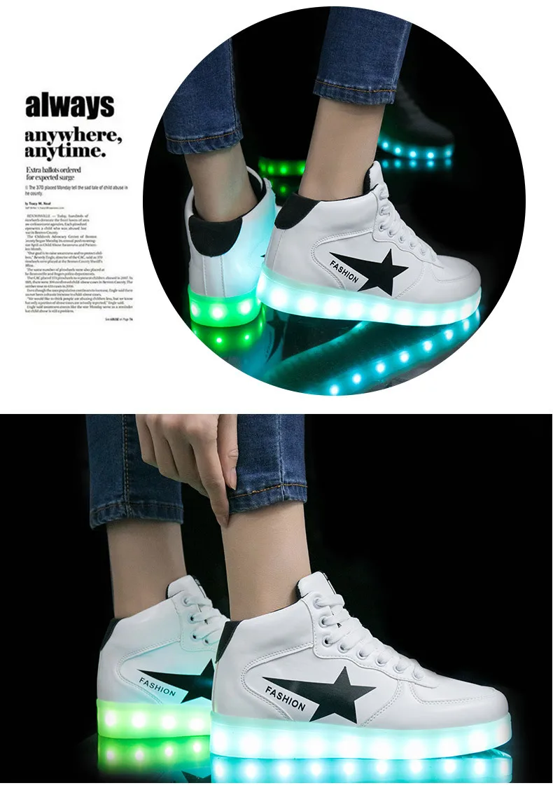 Size 35-44 Mens & Womens Luminous Sneakers with Light Up sole USB Charging Glowing LED Shoes for Children Sneakers With Lights