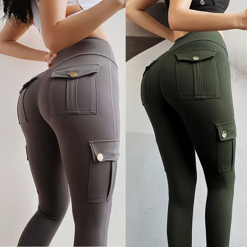 Neto rojo bolsillo pantalón Fitness las mujeres chicas apretado Sexy deportes pantalones de cintura alta, corriendo de culturismo de la cadera de elevación Pantalones