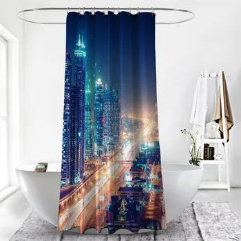 

Creative City Night View 3D Digital Printing Shower Curtain Polyester Waterproof Privacy Shower Curtain Bathroom Supplies