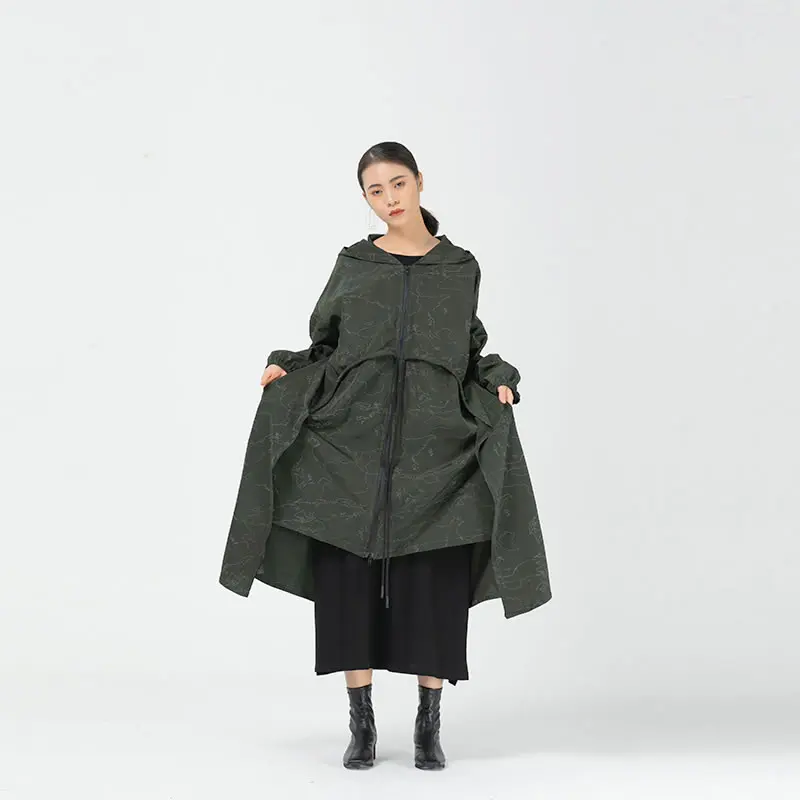 XITAO Patchwork Print Pattern Trench Women 2020