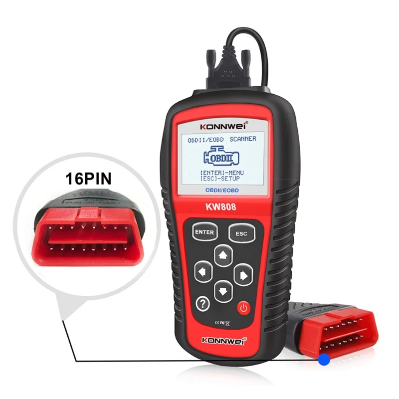 Считыватель кодов KW808 OBD2 многоязычный диагностический сканер с дисплеем |