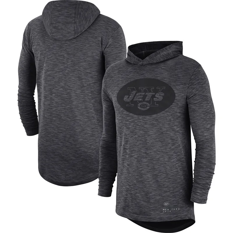 Нью-Йорк Американский Футбол Толстовка Jets Heathered Charcoal Fan gear тональная толстовка с капюшоном и длинным рукавом - Цвет: 1
