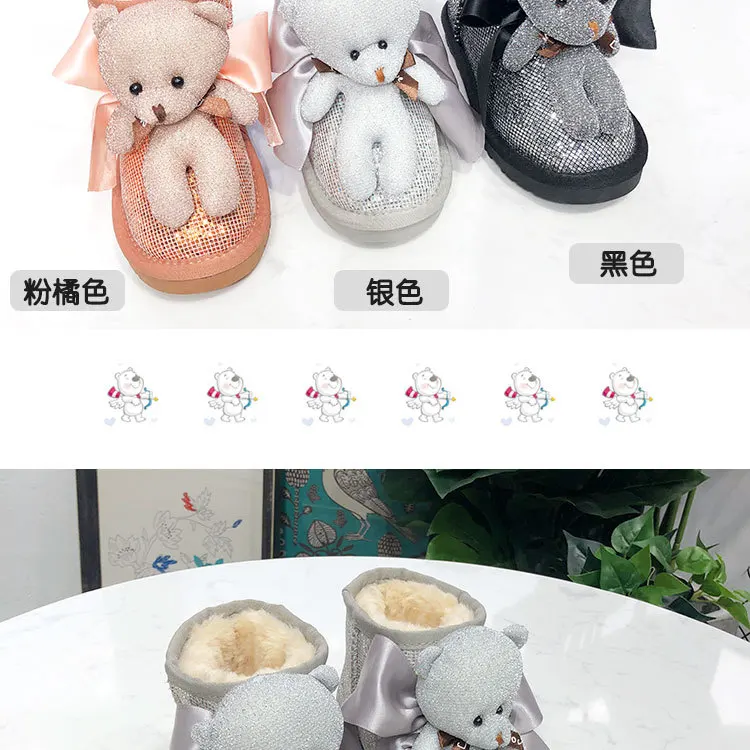 Dolakids/теплые детские зимние сапоги для детей; Новинка; зимняя детская обувь принцессы для малышей; красивые Нескользящие ботинки на плоской подошве с круглым носком для девочек