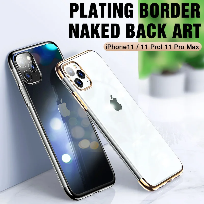 

Luxury Plating TPU Soft Clear Case For iPhone 11 8 7 6 6s Plus X XS Transparent Bumper Cover On iPhone 11 Pro Max XR XS MAX Case