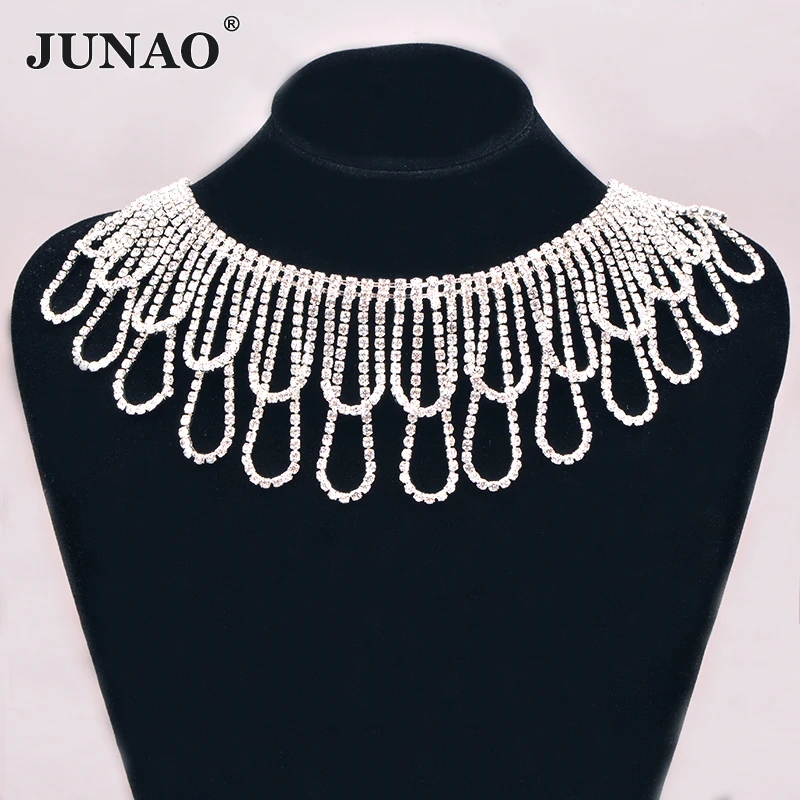 JUNAO 45cm/lot Glitter Clear Glass Crystal Rhinestones Triming