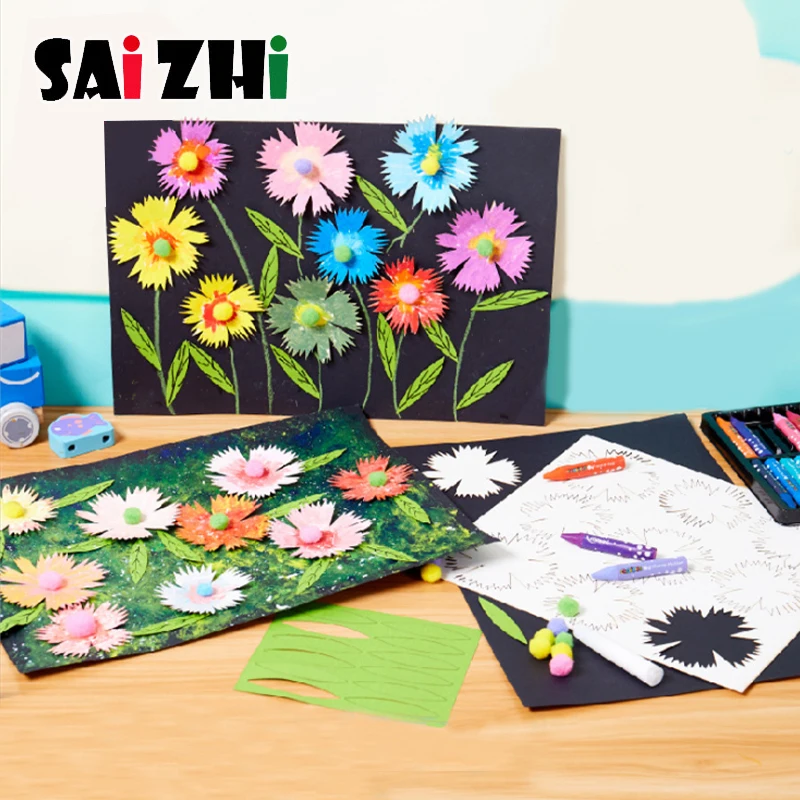 Saizhi enfants fleurs bricolage peinture jouets jeu drôle à la main école Art classe peinture dessin artisanat Kit enfants début éducatif