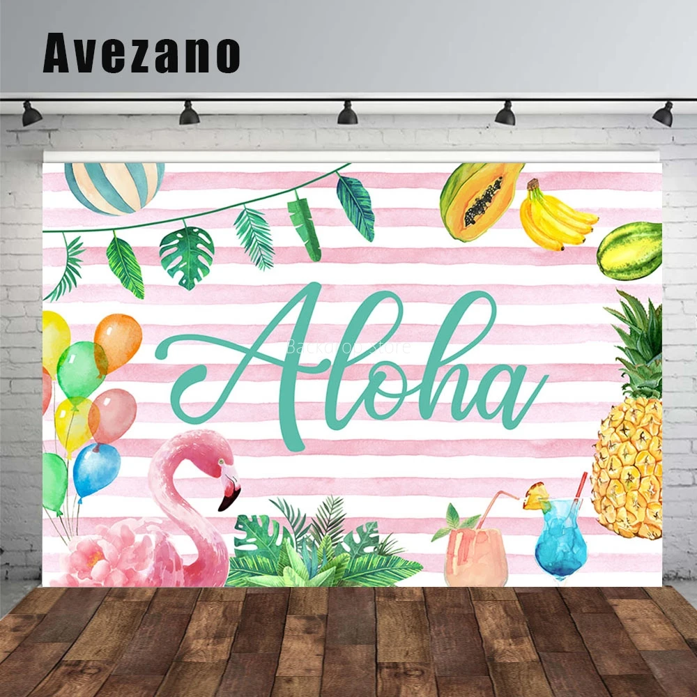 Avezano тропический Фламинго день рождения Алоха ананас розовые полосы фото фон