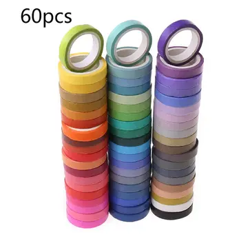 

2020 New 60 Rolls Washi Masking Tapes | 8mm Wide Colorful Decorative Masking DIY Tapes