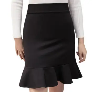 

New Elastic Bag Hip Fishtail Skirt Front Ruffle Fishtail Hem short Skirt Spring Mermaid Fishtail Skirts Solid color for women
