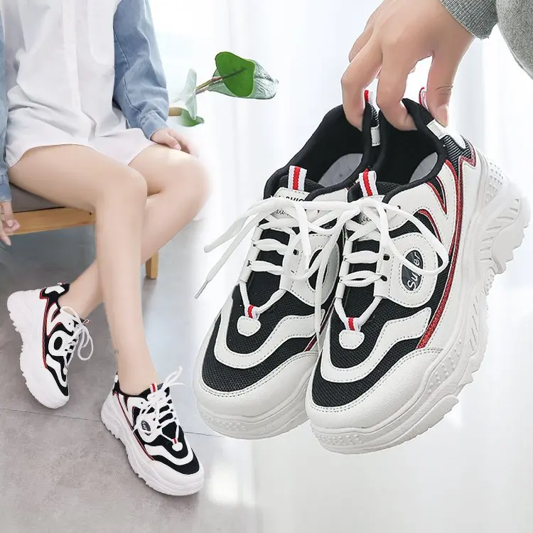 

Dad Shoes Women's 2020 Spring New Style Korean-style Punched Sheet Surface Super Fire Thick Bottomed Versatile Sports Single Sho