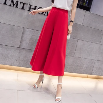 

New Fashion Wide Leg Chiffon Pants Women Casual Office OL Ladies Trousers Pantalon Femme S-XXL Loose Solid Color Elegant Pants