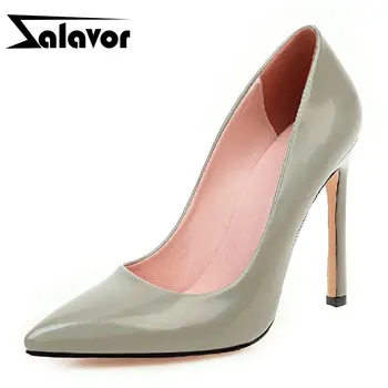 

ZALAVOR Spring Simple Pointed Toe Women Pumps Patent Leather Shoes Solid Color Supper High Heel Shoes Shallow Pumps Size 34-43