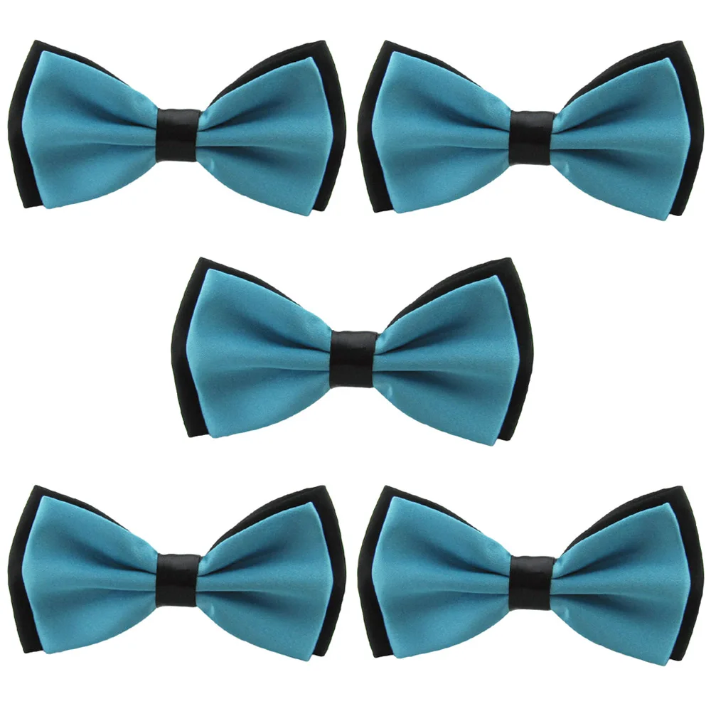 Lake Blue-5 PCS 5 пачек мужской галстук-бабочка атласный деловой Свадебный регулируемый галстук-бабочка - Цвет: Lake Blue-5 PCS